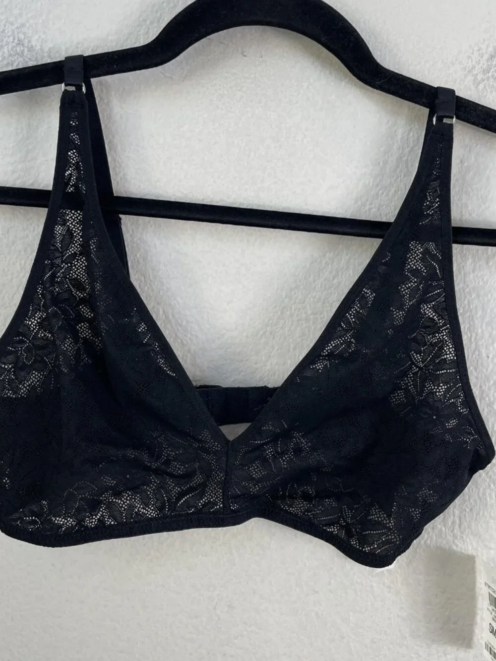 NEW State Of Day Bra Bralette‎ Womens Small Black Lace Wireless Sheer Unlined
